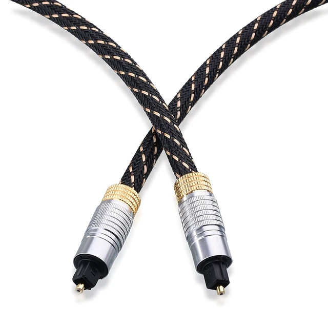 Alt view image 2 of 5 - Toslink Optical Audio Cable 120001-15 Digital Optical Cable with Metal Connectors Braided Jacket Gold Plated Tips S/PDIF Fiber Optic Cable Supports PCM 5.1 7.1 Dolby Digital Plus DTS-HD 15 Feet