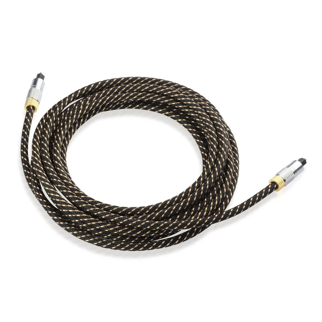 Alt view image 3 of 5 - Toslink Optical Audio Cable 120001-15 Digital Optical Cable with Metal Connectors Braided Jacket Gold Plated Tips S/PDIF Fiber Optic Cable Supports PCM 5.1 7.1 Dolby Digital Plus DTS-HD 15 Feet