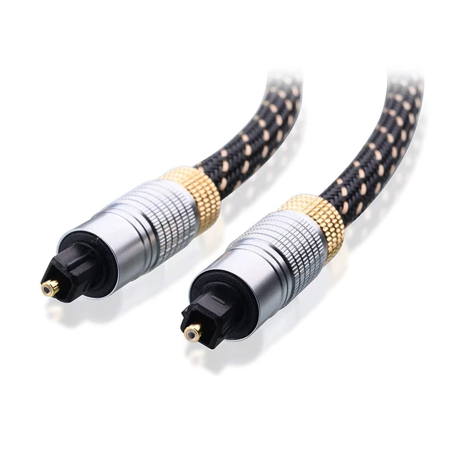 Main image of Toslink Optical Audio Cable 120001-15 Digital Optical Cable with Metal Connectors Braided Jacket Gold Plated Tips S/PDIF Fiber Optic Cable Supports PCM 5.1 7.1 Dolby Digital Plus DTS-HD 15 Feet