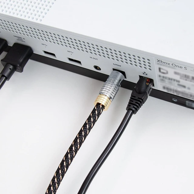 Alt view image 5 of 5 - Toslink Optical Audio Cable 120001-15 Digital Optical Cable with Metal Connectors Braided Jacket Gold Plated Tips S/PDIF Fiber Optic Cable Supports PCM 5.1 7.1 Dolby Digital Plus DTS-HD 15 Feet