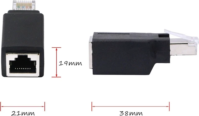 Alt view image 5 of 7 - RJ45 Ethernet Crossover Adapter Male to Female Cat 6 LAN Cable Converter Straight Through to Crossover Cable Connector for PC Computer Server Network Devices Black 38mm x 21mm x 19mm 2pcs