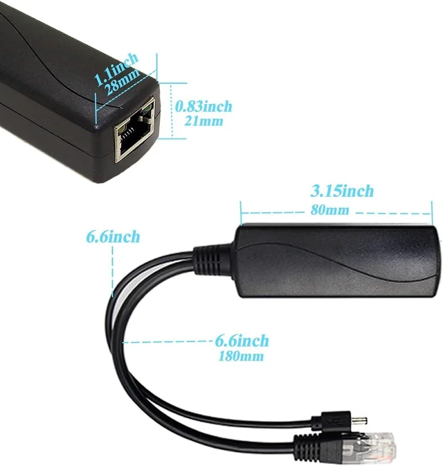 Alt view image 5 of 7 - Active Gigabit PoE Splitter 48V PoE to 12V/2A 24W DC Power Adapter with 5.5 by 2.5mm Connector IEEE802.3af/at 10/100/1000Mbps RJ45 Plug and Play for DC 5.5 by 2.1mm Devices with Protection