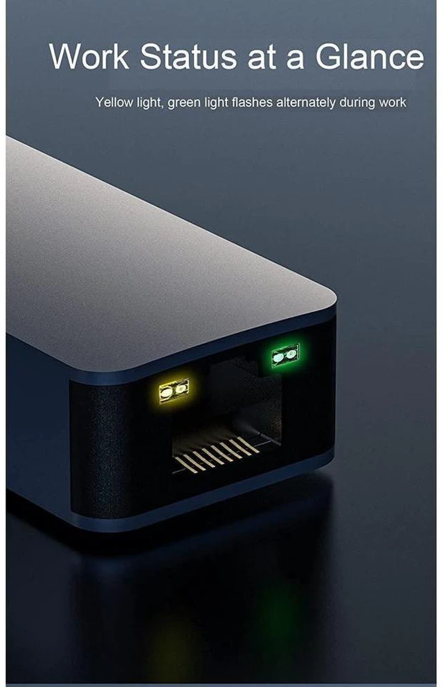 Alt view image 7 of 7 - 2.5Gbps USB Type-C to RJ45 Ethernet Adapter USB 3.1 Network Converter with RTL8156B Chipset 10/100/1000/2500Mbps Wired LAN Connection for MacBook iPad DELL Windows Linux