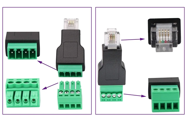 Alt view image 6 of 7 - RJ11 4P 4C Male to 4 Pin Female Screw Terminal Connector Solderless Telephone and CCTV Cable Coupler Pluggable Bolt Wiring Adapter AWG2816 Black 5cm Length 1.5cm Width 1.1cm Height 2 Pack