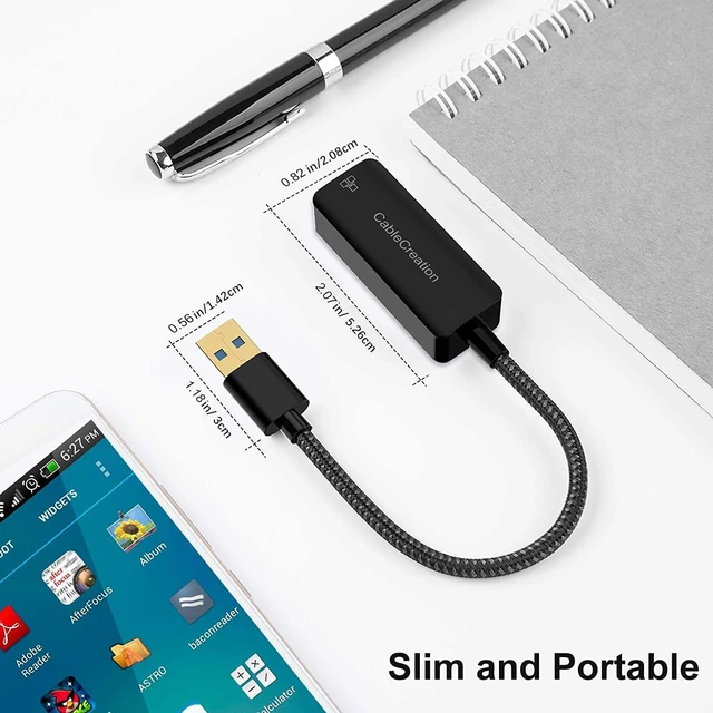 Alt view image 7 of 7 - USB 3.0 to 10/100/1000 Mbps Ethernet Adapter Aluminum RJ45 LAN Network Adapter for MacBook Windows Linux Wired USB Ethernet Converter 12cm Braided Cable