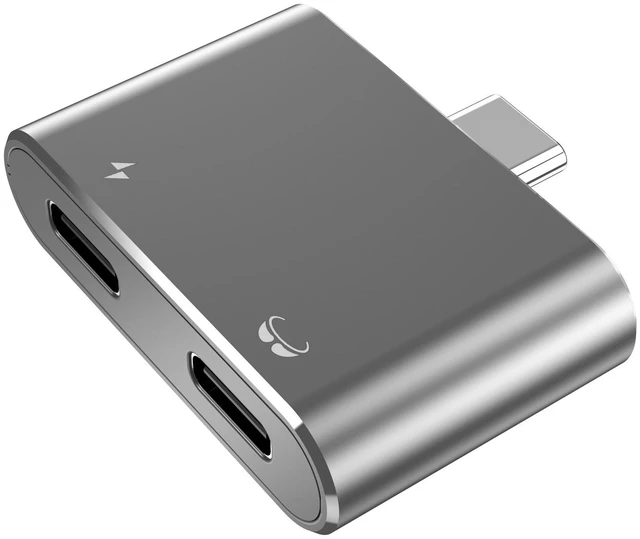 Main image of AJ-DONG-USBC-2IN1-4K60 USB-C 2-in-1 Video Splitter Hub Type-C Alt-Mode Adapter 4K@60Hz Video Output USB-C PD 100W Pass-Through Charging Adapter for AR Glasses Switch Console Laptop Tablet Grey