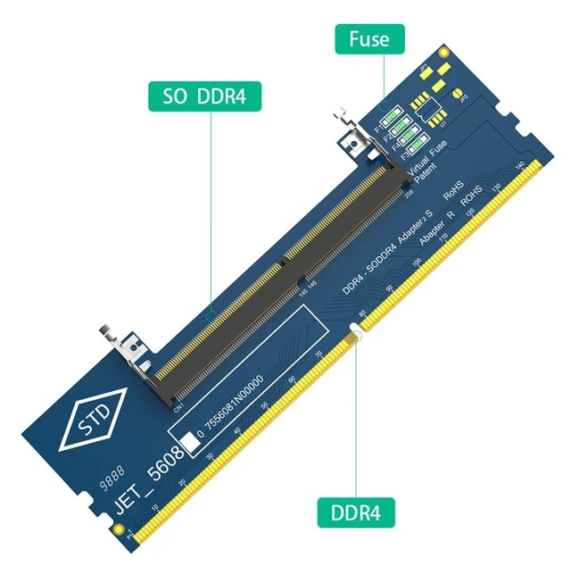 Alt view image 5 of 7 - DDR4 SO-DIMM to Desktop DDR4 Adapter Card 2133/2400/2666/3200MHz Laptop Memory Converter Memory Tester for Desktop DDR4 Slots Gold-Plated Pins Plug and Play