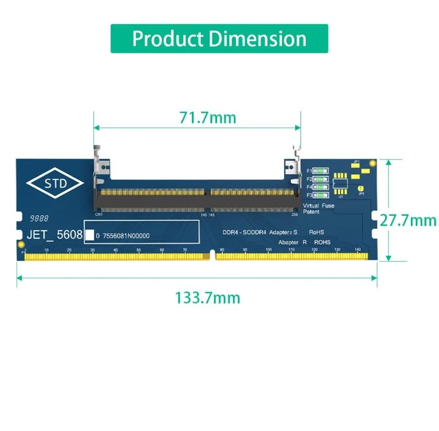 Alt view image 6 of 7 - DDR4 SO-DIMM to Desktop DDR4 Adapter Card 2133/2400/2666/3200MHz Laptop Memory Converter Memory Tester for Desktop DDR4 Slots Gold-Plated Pins Plug and Play