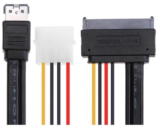 Main image of Power eSATA + USB Combo Cable SATA 22-Pin 7+15-Pin HDD High-Speed Data Cable 5V 12V Dual Power 4-Pin IDE Power Connector Female Hard Disk Drive Cable for 3.5-Inch and 2.5-Inch Black 50cm