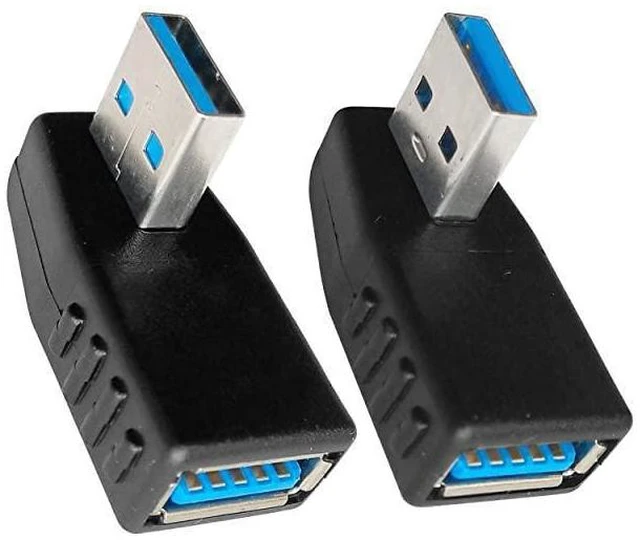 Main image of USB 3.0 A Male to A Female 90 Degree Right Angle Adapter USB Extension Connector for Computer Peripherals Plug and Play USB 2.0/1.1 Backward Compatible Leftward and Rightward 2 Pack