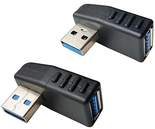 Alt view image 2 of 4 - USB 3.0 A Male to A Female 90 Degree Right Angle Adapter USB Extension Connector for Computer Peripherals Plug and Play USB 2.0/1.1 Backward Compatible Leftward and Rightward 2 Pack