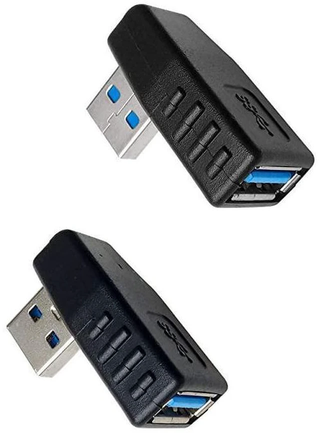 Alt view image 3 of 4 - USB 3.0 A Male to A Female 90 Degree Right Angle Adapter USB Extension Connector for Computer Peripherals Plug and Play USB 2.0/1.1 Backward Compatible Leftward and Rightward 2 Pack