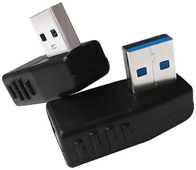 Alt view image 4 of 4 - USB 3.0 A Male to A Female 90 Degree Right Angle Adapter USB Extension Connector for Computer Peripherals Plug and Play USB 2.0/1.1 Backward Compatible Leftward and Rightward 2 Pack