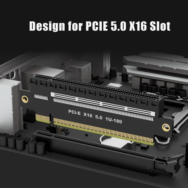 Alt view image 3 of 7 - PA17 PCIe 5.0 X16 Riser Adapter Card Straight Low-Profile 200mm Slot Height Riser PCIe X16 Signal Pass-Through Backward Compatible with PCIe 4.0/3.0 X16 1U/2U Server