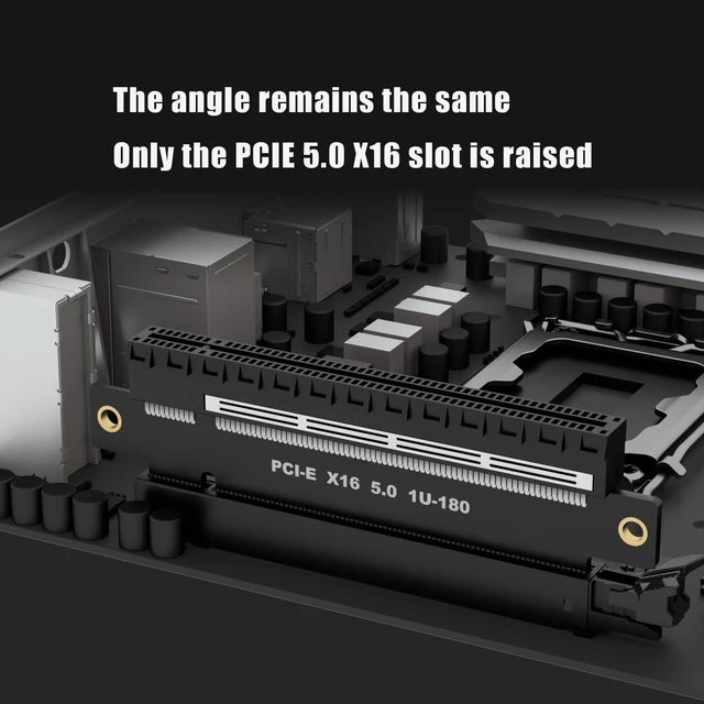 Alt view image 6 of 7 - PA17 PCIe 5.0 X16 Riser Adapter Card Straight Low-Profile 200mm Slot Height Riser PCIe X16 Signal Pass-Through Backward Compatible with PCIe 4.0/3.0 X16 1U/2U Server