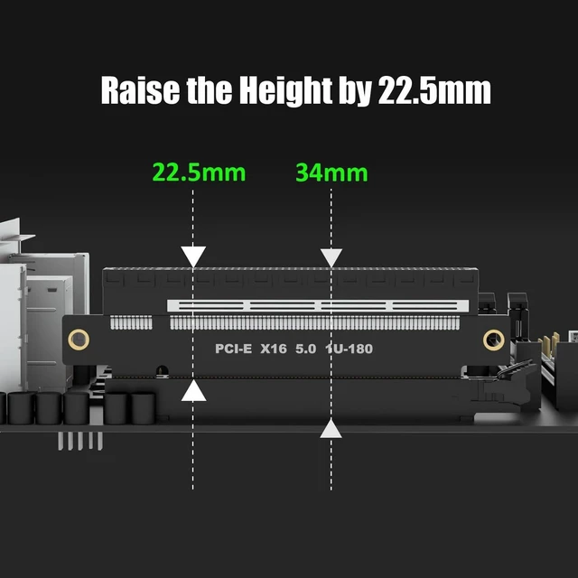 Alt view image 5 of 7 - PA17 PCIe 5.0 X16 Riser Adapter Card Straight Low-Profile 200mm Slot Height Riser PCIe X16 Signal Pass-Through Backward Compatible with PCIe 4.0/3.0 X16 1U/2U Server