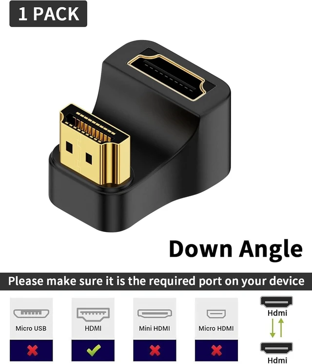 Alt view image 2 of 6 - HDMI 2.1 U Shape Male to Female Extension Adapter 48Gbps 8K@60Hz 180 Degree Down Angle HDMI Extender with LED Indicator for Wall Mounted HDTV Laptop 1-Pack