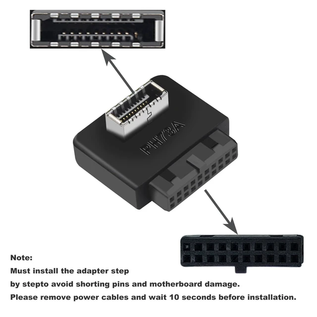 Alt view image 2 of 5 - USB 3.2 Gen 1 to Gen 2 Header Adapter USB 3.1 Type-E Key-A to USB 3.0 20 Pin Header Converter 10Gbps Plug and Play for USB 3.0 19 Pin Headers Standard Type 25 x 24 x 10 mm
