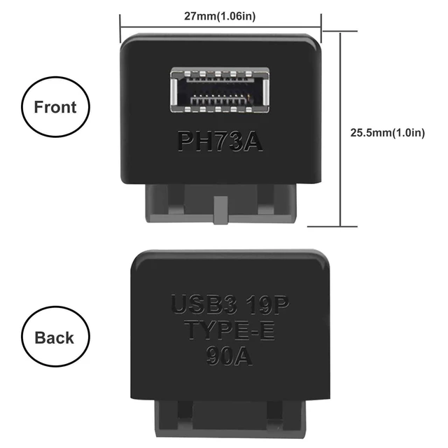 Alt view image 3 of 5 - USB 3.2 Gen 1 to Gen 2 Header Adapter USB 3.1 Type-E Key-A to USB 3.0 20 Pin Header Converter 10Gbps Plug and Play for USB 3.0 19 Pin Headers Standard Type 25 x 24 x 10 mm