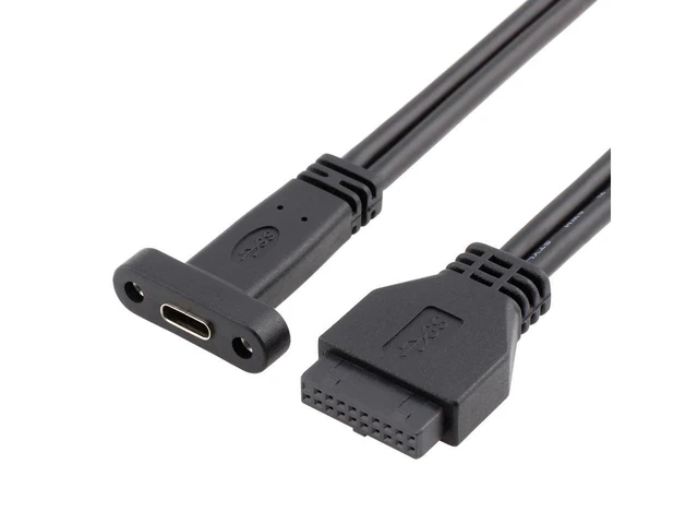 Alt view image 2 of 6 - USB-C Cable 20 Pin Header Female to USB Type-C Adapter Motherboard Header Extension Cable with PCIe Profile Bracket USB 3.1 5Gbps External Type-C Port Compatible with USB 3.0 and USB 2.0 50cm