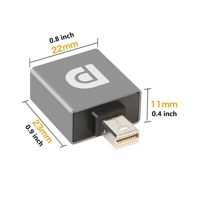 Alt view image 6 of 7 - Mini DisplayPort to DisplayPort Adapter 8K@60Hz DP 1.4 Male to Female Converter Mini DP Male to DP Female Extension Connector for Laptop PC Monitor Projector Plug and Play Gray 1 Pack