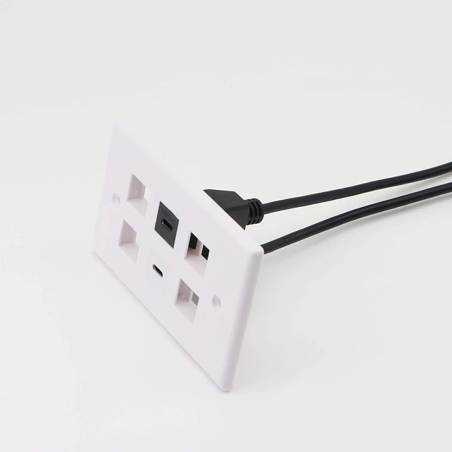 Alt view image 6 of 7 - USB-C 3.1 Male to Female Panel Mount Adapter Keystone Jack Insert Pigtail Extension Cable Keystone-to-Cable Converter 10Gbps Data Transfer 20V 5A Charging Audio Video Output Black 0.2M