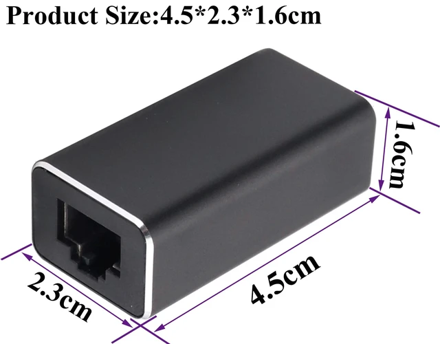 Alt view image 2 of 7 - RJ45 Female to Female Ethernet Coupler 8P8C Inline LAN Connector Network Cable Extender for Cat7 Cat6 Cat5e Cat5 Patch Cables Gold Plated Contacts Aluminum Alloy Housing Black 4.5cm-2.3cm-1.6cm 2 Pack