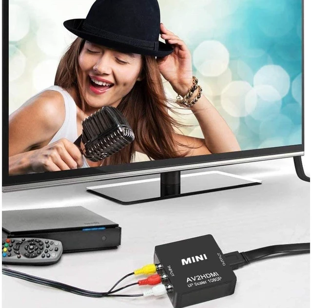 Alt view image 5 of 7 - RCA Composite to HDMI Converter Adapter AV2HDMI Video Audio Signal Converter 1xRCA Input to 1xHDMI Output 720p/1080p 60Hz PAL NTSC SECAM Plug and Play with USB Cable 66 x 55 x 20 mm