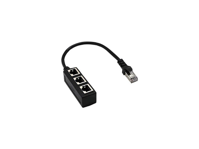 Main image of RJ45 1 to 3 Port Ethernet Splitter Cable Y Splitter Adapter for CAT 5/CAT 6/CAT 7 Network Port Extension Cable for DSL Modem and Ethernet Connections One Device at a Time