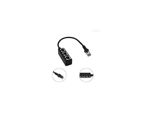 Alt view image 2 of 5 - RJ45 1 to 3 Port Ethernet Splitter Cable Y Splitter Adapter for CAT 5/CAT 6/CAT 7 Network Port Extension Cable for DSL Modem and Ethernet Connections One Device at a Time