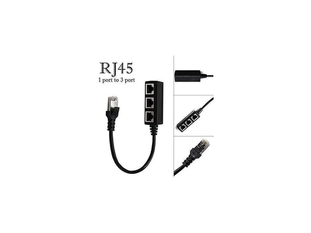 Alt view image 3 of 5 - RJ45 1 to 3 Port Ethernet Splitter Cable Y Splitter Adapter for CAT 5/CAT 6/CAT 7 Network Port Extension Cable for DSL Modem and Ethernet Connections One Device at a Time