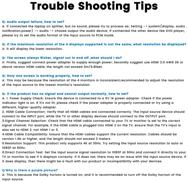 Alt view image 7 of 7 - 4K HDMI Splitter 1x4 Powered 4 Port HDMI Video Audio Distributor 4Kx2K@30Hz 3D HDMI Mirror Duplicator 1 Input to 4 Display Outputs HDCP 1.4 Same Screen Copy Mode Not Extended