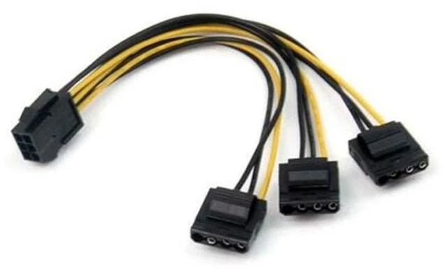 Main image of PCIe 6 Pin Female to 3 Molex IDE 4 Pin Female Graphics Card Power Supply Cable 18AWG UL1007 Tin-Plated Copper Wire Multi Connector Power Adapter Cable for Graphics Card No 5V 20cm 2 PCS