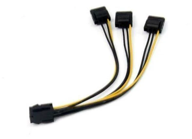 Alt view image 2 of 4 - PCIe 6 Pin Female to 3 Molex IDE 4 Pin Female Graphics Card Power Supply Cable 18AWG UL1007 Tin-Plated Copper Wire Multi Connector Power Adapter Cable for Graphics Card No 5V 20cm 2 PCS