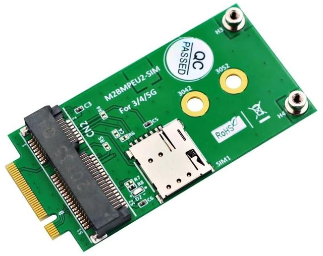 Main image of M.2 Key B to Mini PCI-E Adapter for Full-Size WWAN Cards Nano SIM Card Slot with Push Connector Supports USB 2G/3G/4G/5G GSM GPRS CDMA HSPA LTE GPS Modules No Additional Power Required