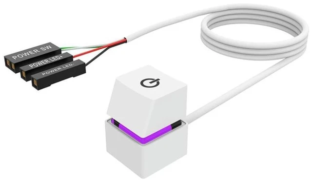Main image of PC External Power On/Off Button Switch Extension Cable Desktop Computer Start Control Switch with Portable RGB LED Light External PC Power Button Extension for Computer Start Control 2M