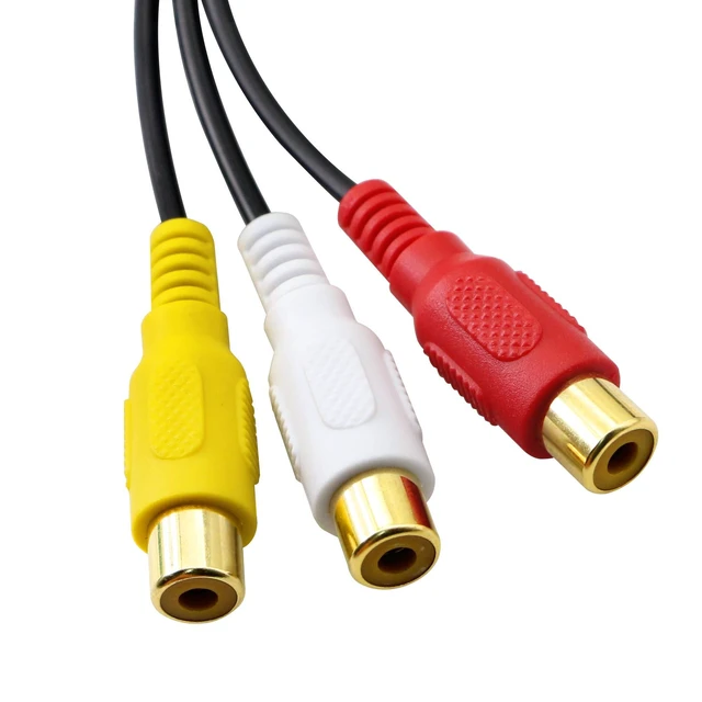 Alt view image 3 of 7 - 3 RCA Male to 6 RCA Female Audio Video Splitter Cable Composite AV Extension Adapter Cable with Gold-Plated Color-Coded Connectors for TV Monitor DVD Player and RCA Devices Black 1FT