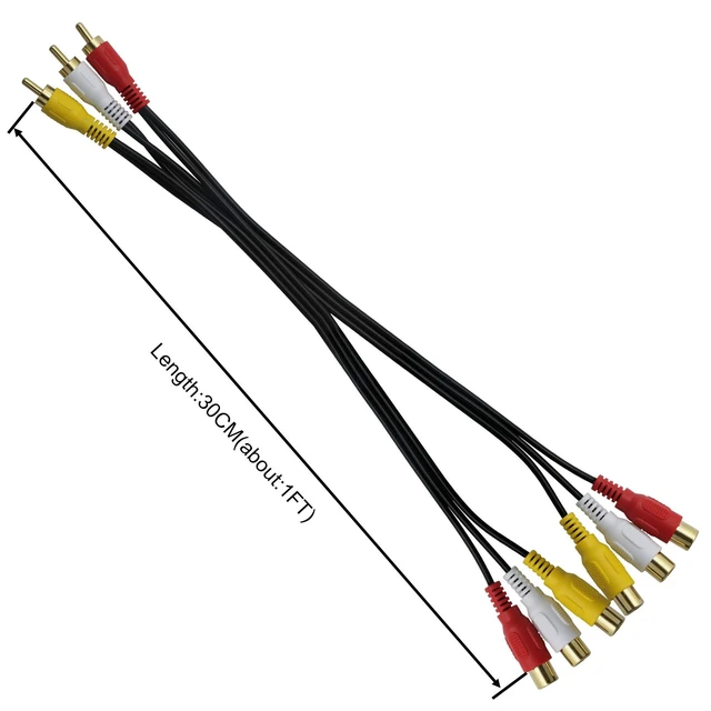 Alt view image 7 of 7 - 3 RCA Male to 6 RCA Female Audio Video Splitter Cable Composite AV Extension Adapter Cable with Gold-Plated Color-Coded Connectors for TV Monitor DVD Player and RCA Devices Black 1FT