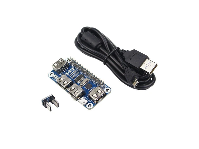 Alt view image 2 of 5 - 4-Port USB Hub HAT Expansion Board USB 2.0/1.1 GPIO Interface USB to UART Serial Debugging Adapter 5V CP2102 Converter with USB Port Indicators Micro USB Cable and Adapter 65mm by 30mm