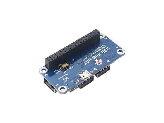 Alt view image 3 of 5 - 4-Port USB Hub HAT Expansion Board USB 2.0/1.1 GPIO Interface USB to UART Serial Debugging Adapter 5V CP2102 Converter with USB Port Indicators Micro USB Cable and Adapter 65mm by 30mm