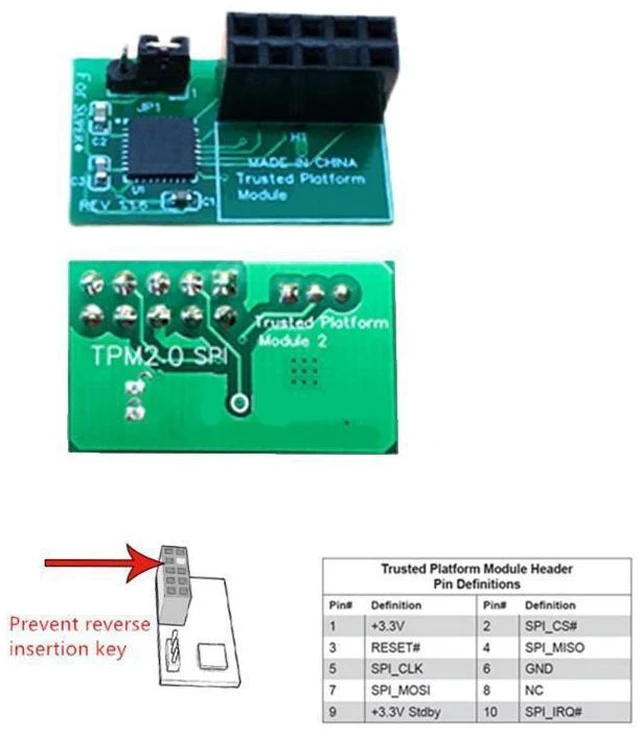 Main image of TPM 2.0 Module 10Pin SPI Trusted Platform Module for AOM-TPM-9670H Motherboard TPM Connector Reverse Insertion Prevention TPM 2.0 Motherboard Security Module Computer Mainboard Accessory 1Piece