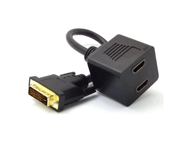 Alt view image 2 of 4 - DVI 25-Pin 24+1 Male to Dual HDMI Female Adapter Cable DVI to 2 HDMI Splitter Converter Cord Gold-Plated Connectors for PC or Laptop Mirrored Display Connection 20cm