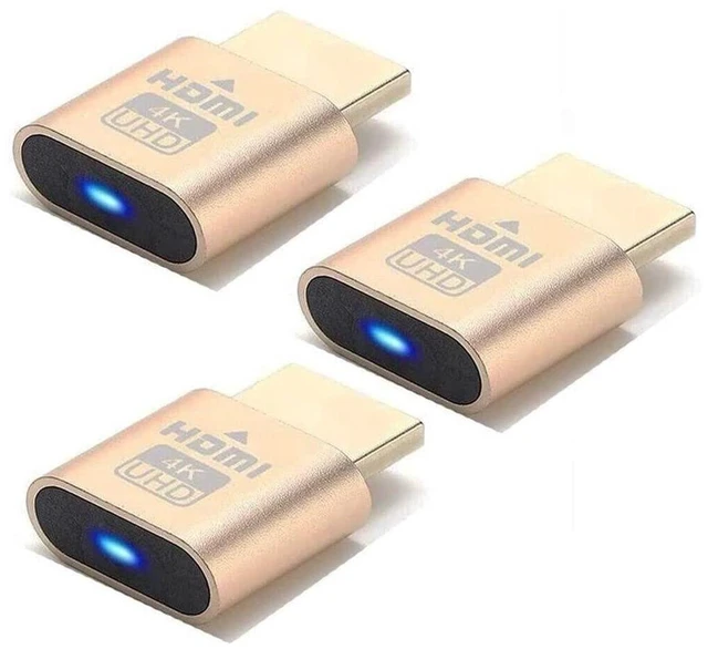 Main image of 4K High Resolution HDMI Dummy Plug Virtual Monitor Display Emulator Headless Display Adapter for GPU Accelerated Remote Desktop GPGPU Rendering and Simulations Compatible with Windows Linux 3Pack