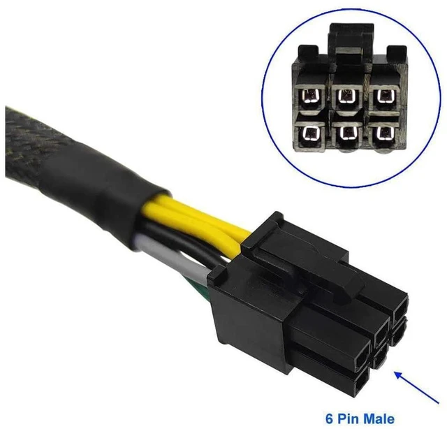 Alt view image 2 of 4 - 24 Pin to 6 Pin ATX PSU Power Adapter Cable 1007-18AWG Tin-Coated Copper Motherboard Power Supply Conversion Lead for DELL 6 Pin Port Maximum 1000 Watts 13.3-inch 34cm