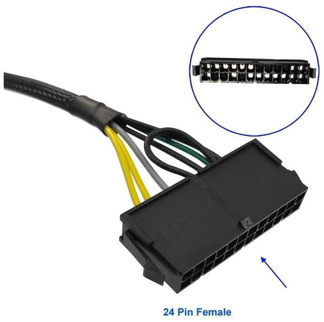Alt view image 3 of 4 - 24 Pin to 6 Pin ATX PSU Power Adapter Cable 1007-18AWG Tin-Coated Copper Motherboard Power Supply Conversion Lead for DELL 6 Pin Port Maximum 1000 Watts 13.3-inch 34cm