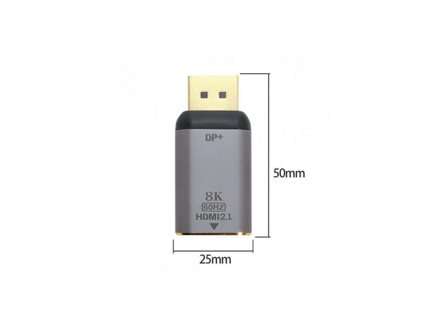 Alt view image 3 of 7 - DisplayPort 1.4 to HDMI 2.0 Male to Female Adapter Cable 8K@60Hz 4K UHD Video Audio Converter DP Source to HDMI Display Monitor Connector with Gold-Plated Plug and Slim Aluminum Shell