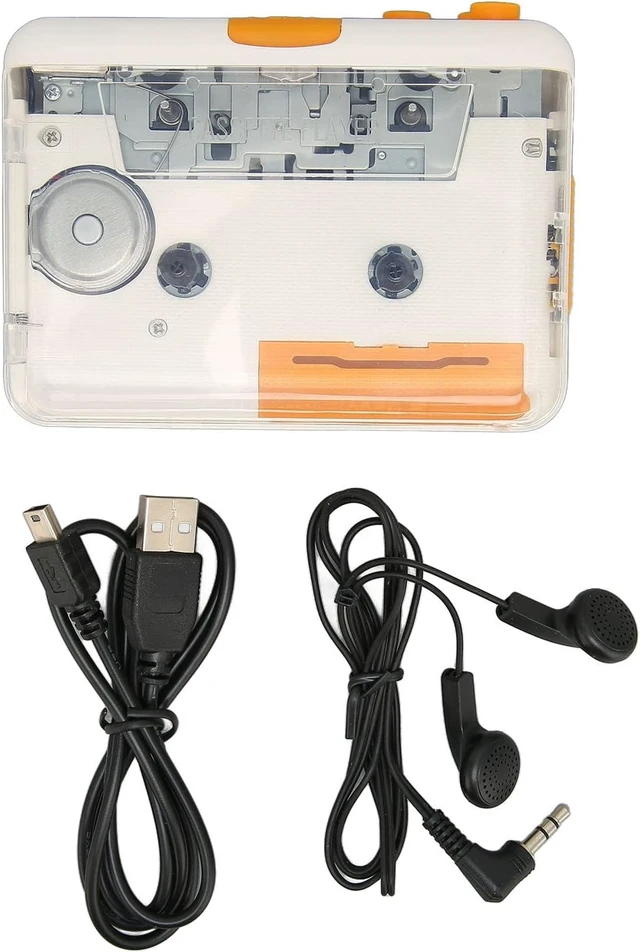 Alt view image 5 of 7 - Portable USB Cassette Tape Player & MP3 Converter Cassette Audio Player for Mixtape and Tape Cassette Conversion Plug and Play Software Battery or USB Powered Headphone and Speaker Output