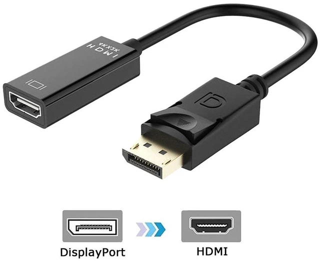 Main image of 4K x 2K DisplayPort to HDMI Adapter Cable DP Male to HDMI Female Converter Cord Gold-Plated Display Port Video Adapter for HDTV Monitor Projector Extended or Mirrored Displays Compatible with DELL