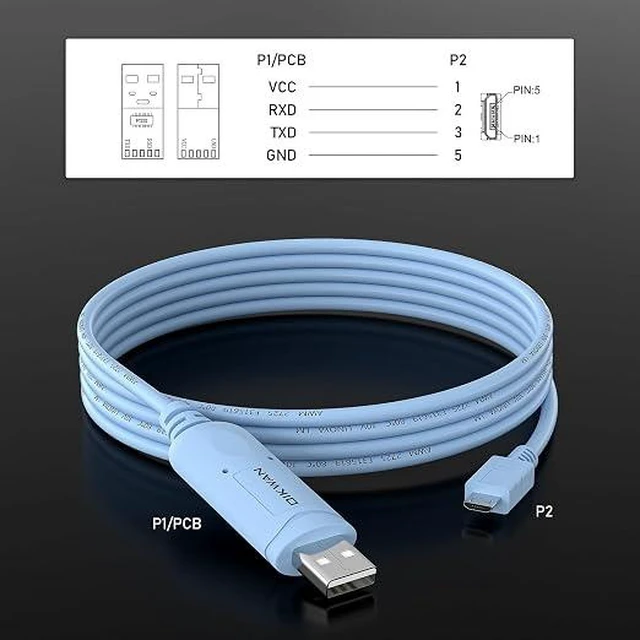 Alt view image 3 of 6 - USB to Micro USB Console Cable FTDI FT232RL RS232 Serial Port Adapter USB Serial Configuration Cable for PLC and Industrial Control Devices Plug & Play Windows/Linux 6ft/1.8m