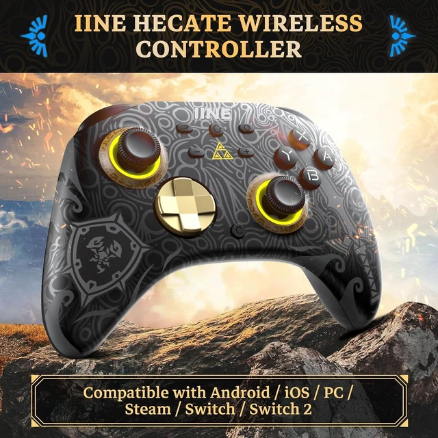 Alt view image 2 of 7 - Wireless Gaming Controller Pro-Style Gamepad with 6-Axis Gyro Sensor Adjustable Dual Rumble Motors with 4 Vibration Levels 8 RGB Light Colors and 4 Light Modes Wireless & Wired Connections
